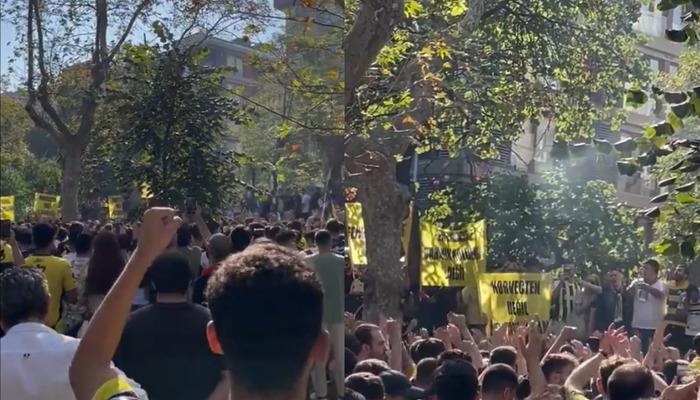 F.Bahçe taraftarları stadın önünde toplandı! Ali Koç ve Acun Ilıcalı'yı istifaya davet ediyorlar... F.Bahçe