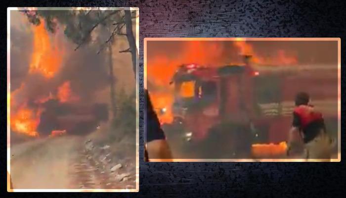 Çanakkale'de korku dolu anlar! İtfaiye aracı alevlerin içinde kaldı, şoför son anda kuruldu