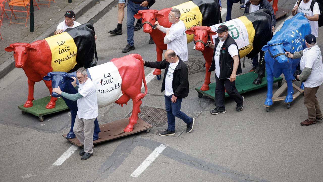Belçika'da çiftçilerin renkli protestosu